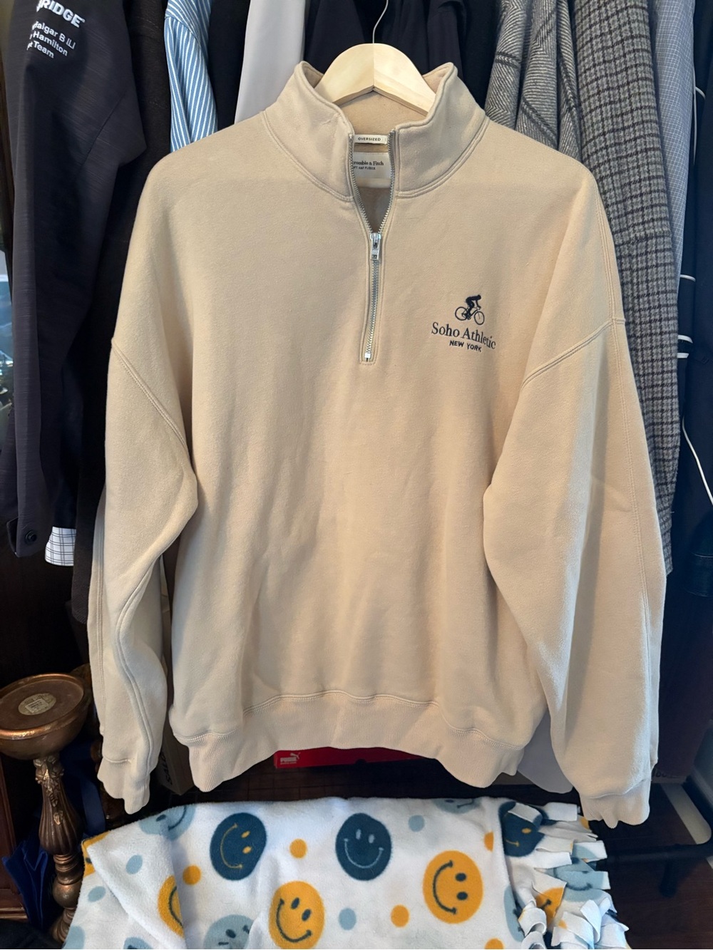 Abercrombie & Fitch Beige Half-Zip Soho Athletic Pullover